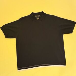 Women’s Black Knit Mock Neck Sweater Top. Sz L. Short Sleeve. Preowned